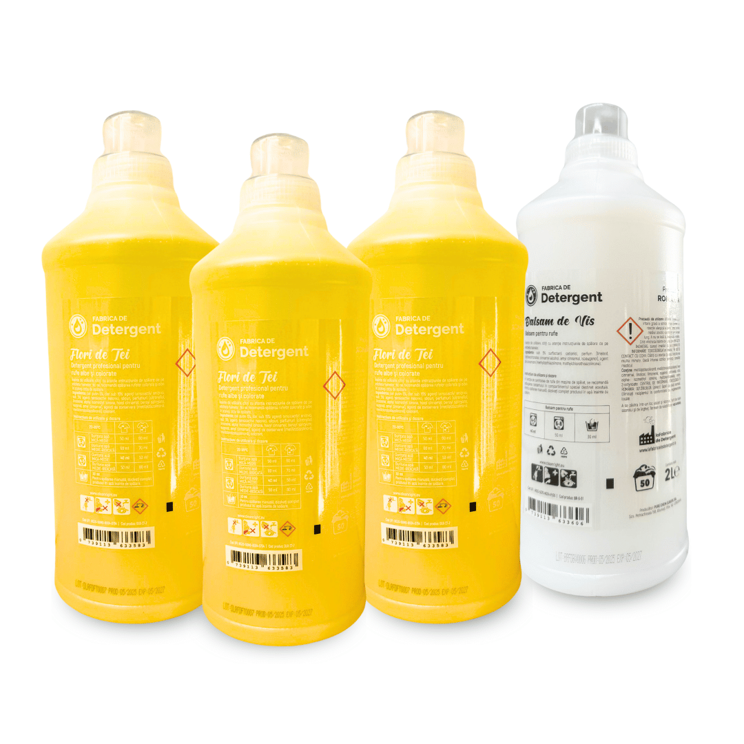 Pachetul cu 3x Detergent Flori de Tei 2L + 1x Balsam de Vis 2L