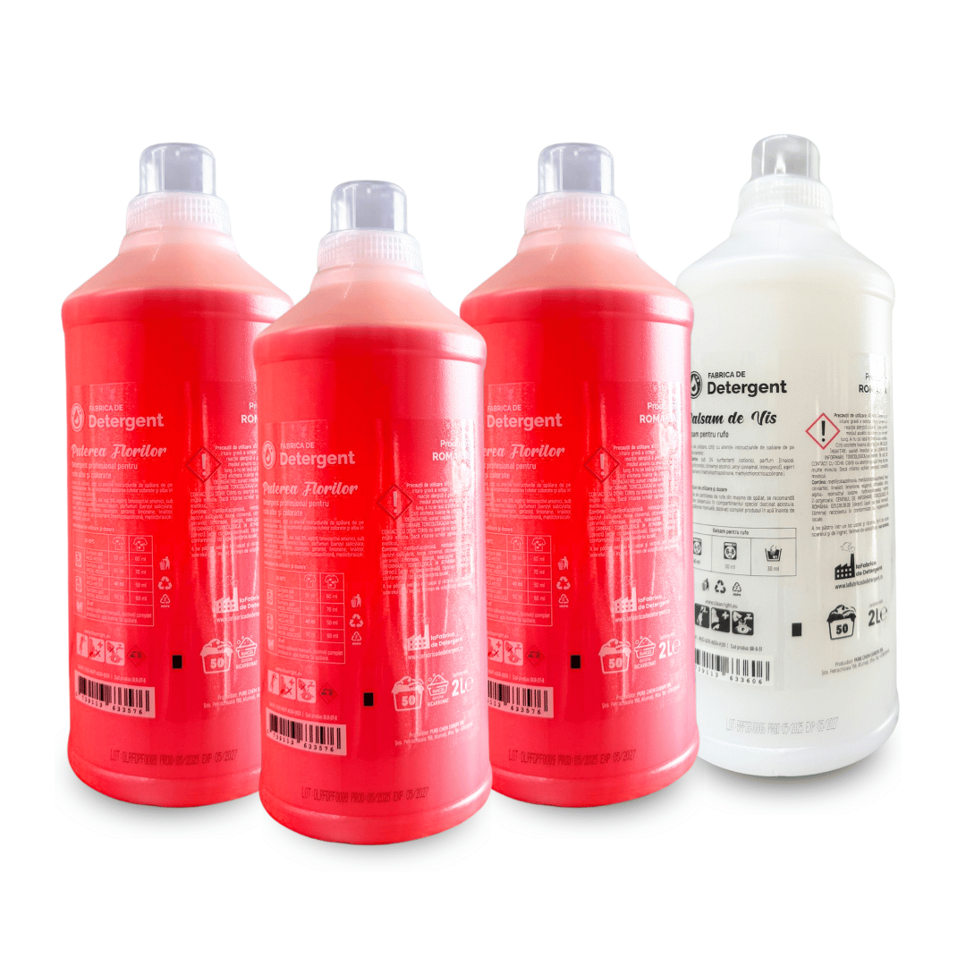 Pachetul cu 3x Detergent Puterea Florilor 2L + 1x Balsam de Vis 2L