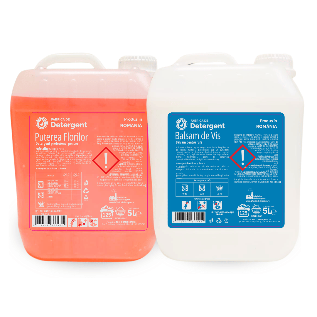 Pachetul cu 1x Detergent Puterea Florilor + 1x Balsam de vis