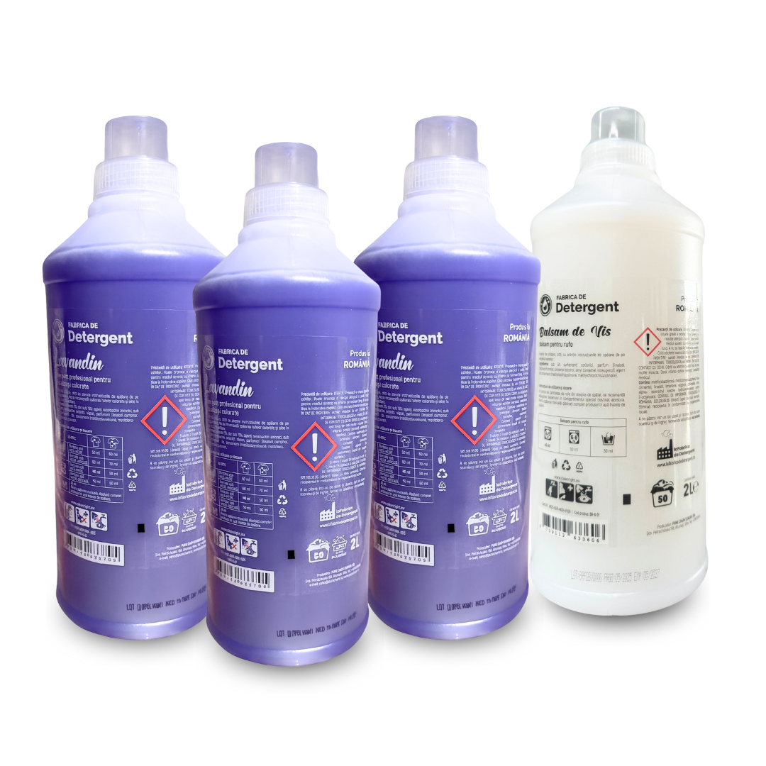Pachetul cu 3x Detergent Lavandin 2L + 1x Balsam de Vis 2L