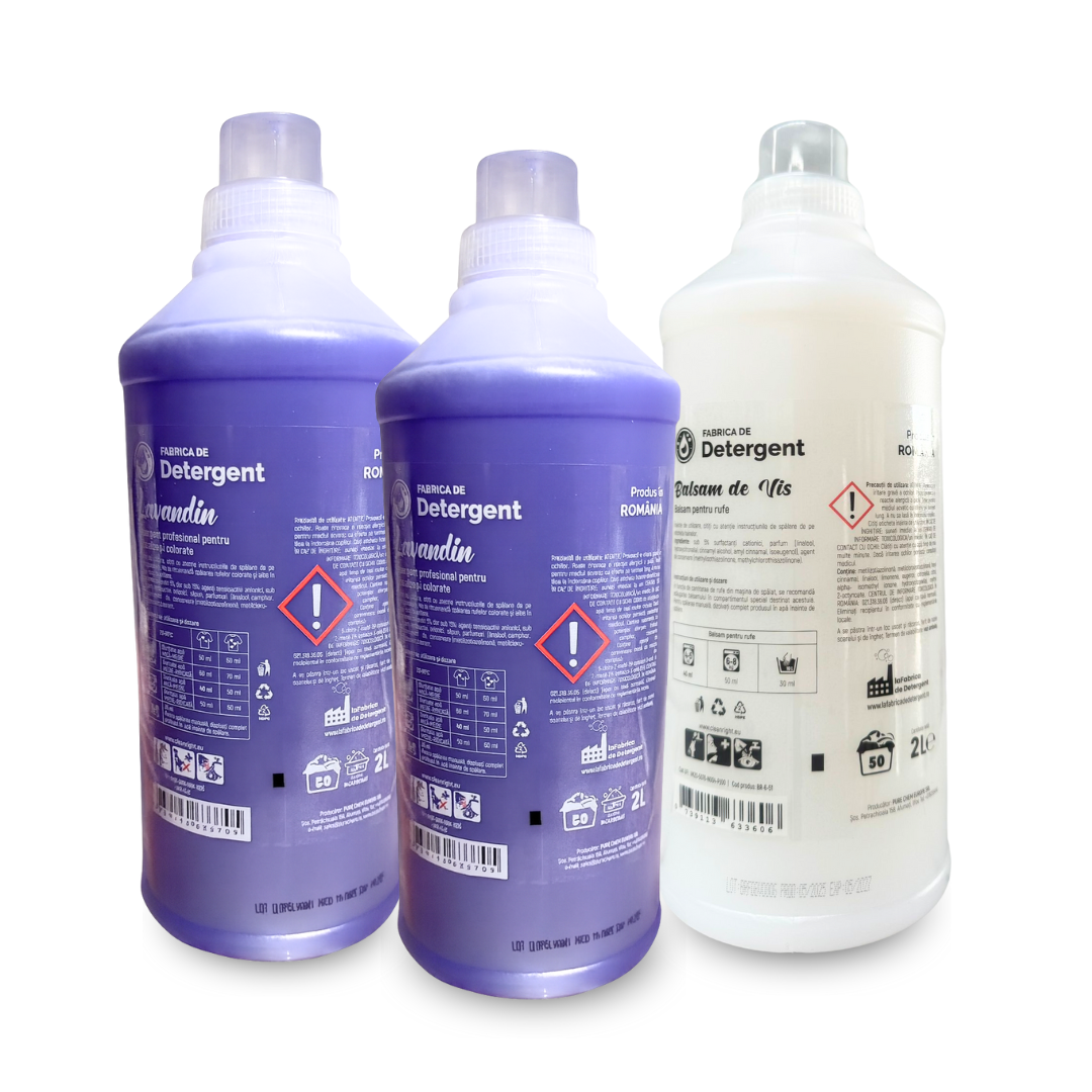 Pachetul cu 2x Detergent Lavandin 2L + 1x Balsam de Vis 2L