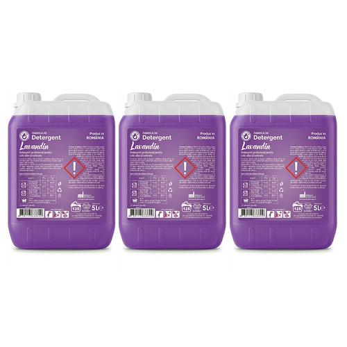 Pachetul 3x Detergent Profesional Lavandin 5L – 375 Spălări, Parfum Intens de Lavandă