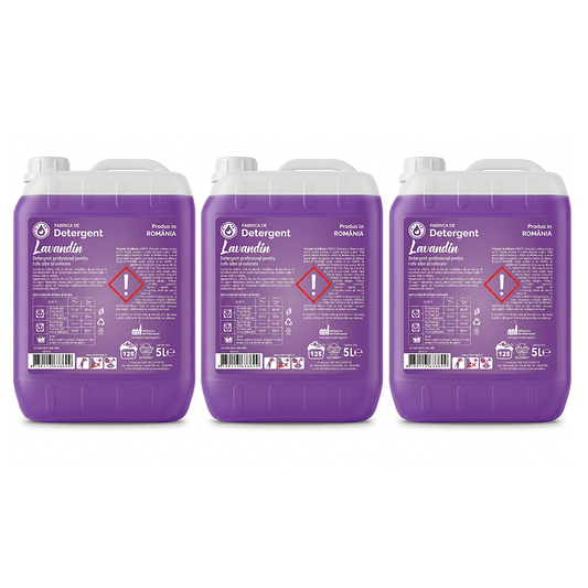 Pachetul 3x Detergent Profesional Lavandin 5L – 375 Spălări, Parfum Intens de Lavandă