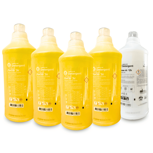 Pachetul cu 4x Detergent Flori de Tei 2L + 1x Balsam de Vis 2L