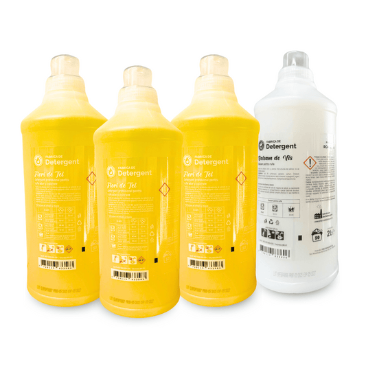 Pachetul cu 3x Detergent Flori de Tei 2L + 1x Balsam de Vis 2L